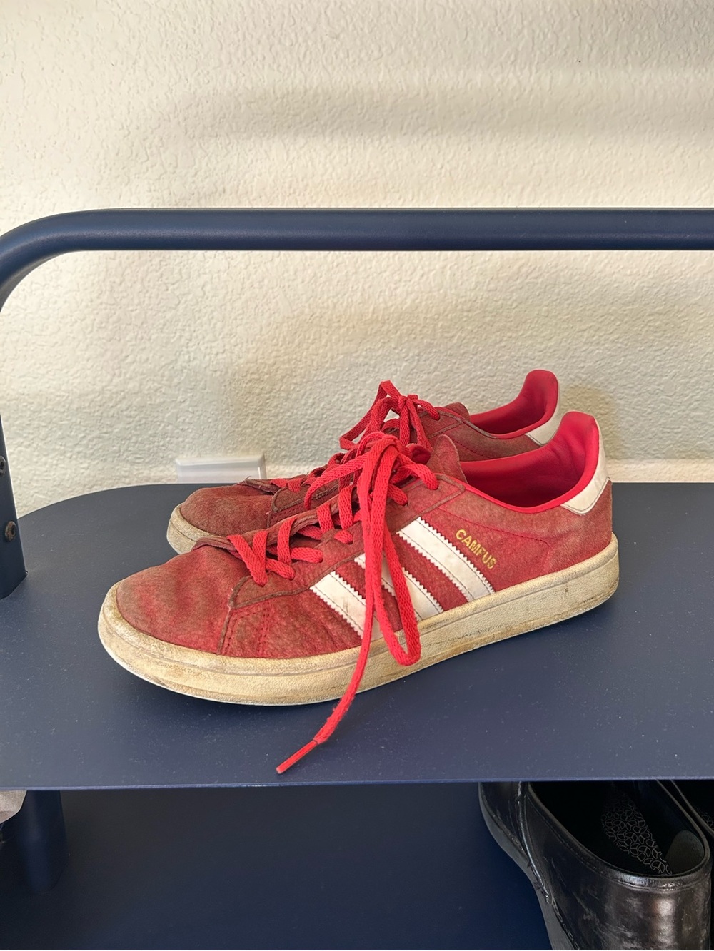 adidas Red Campus Suede Sneakers with White Stripes
